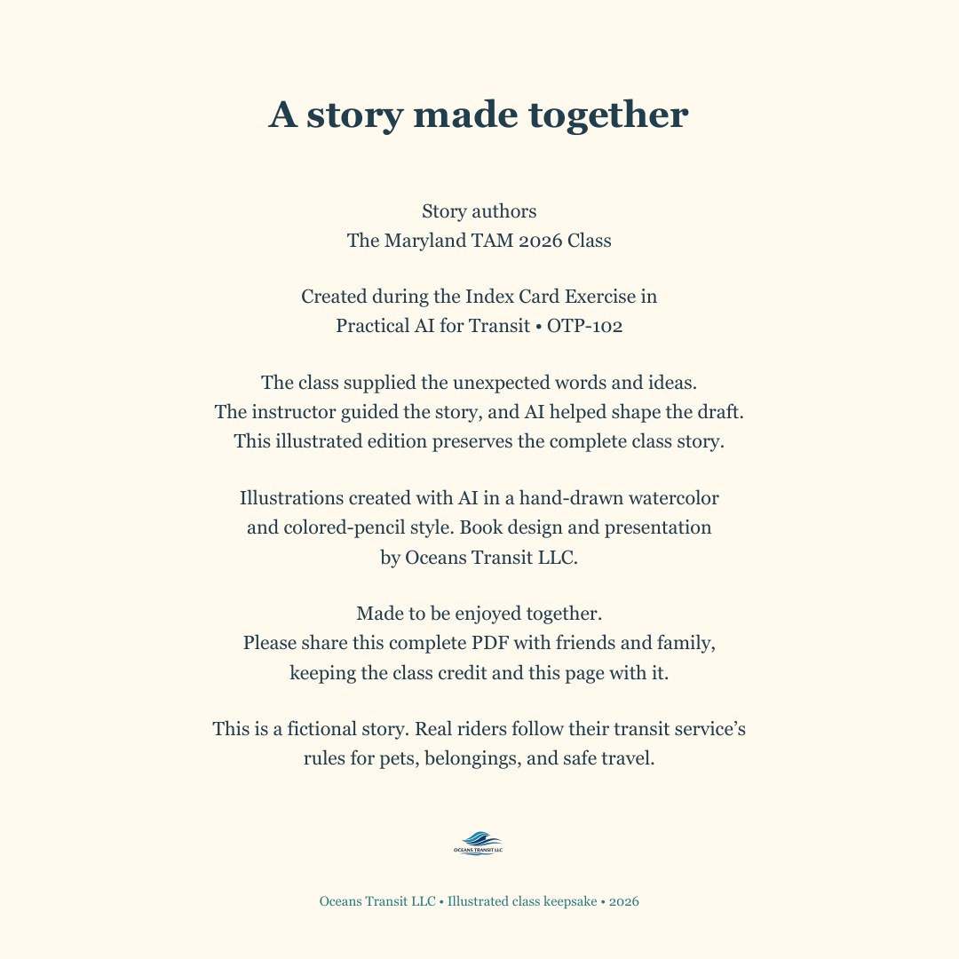 Credits and disclosure for the AI-supported class-created story and illustrations.